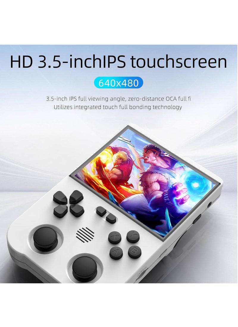 XU10 Retro Handheld Game Consoles, 3.5 inch IPS Screen, XU10 with a 64G Card Pre-Loaded 8000 Games, Support 20+ Kinds of Games Formats, with 3000 mAh Battery Life 6-8 Hours (White)