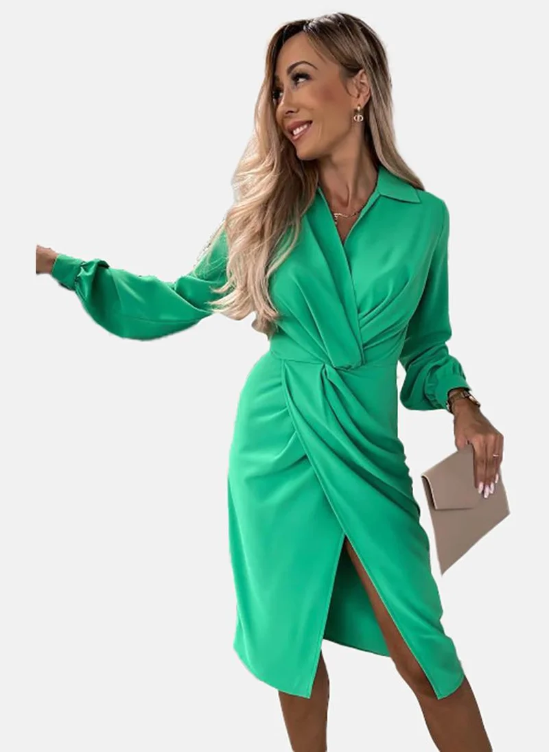 YUNIQEE Emerald Ruched Dress