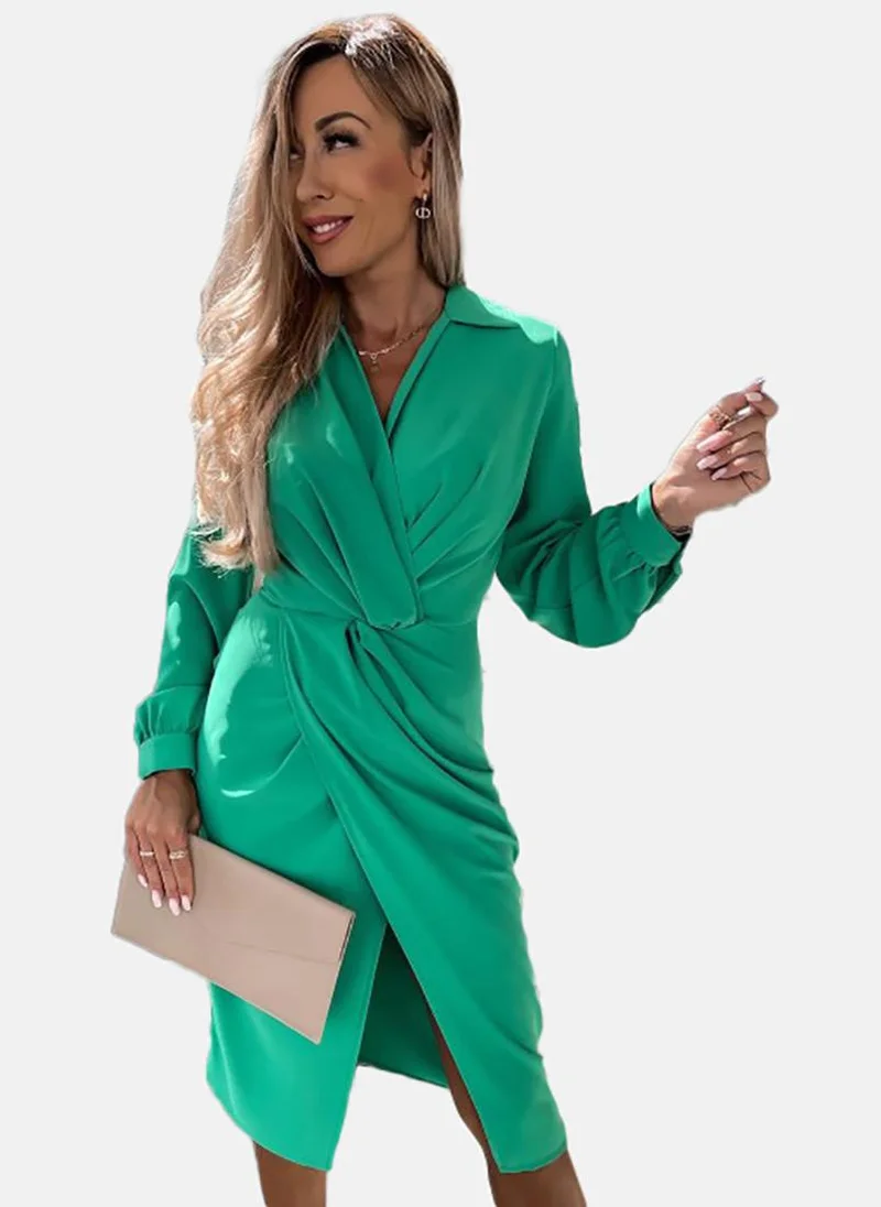 YUNIQEE Emerald Ruched Dress