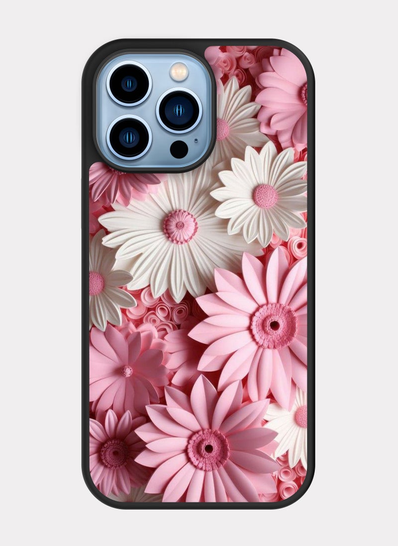 بكسلات كفر ايفون 13 برو ماكس ورود وردي ابيض - Image 1