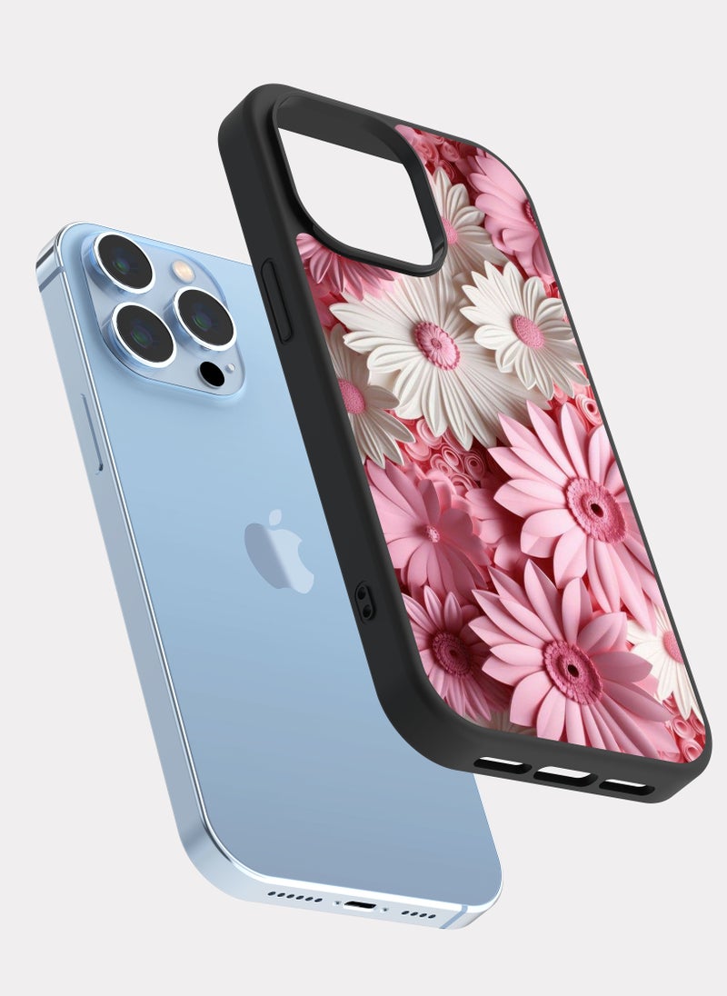 بكسلات كفر ايفون 13 برو ماكس ورود وردي ابيض - Image 2