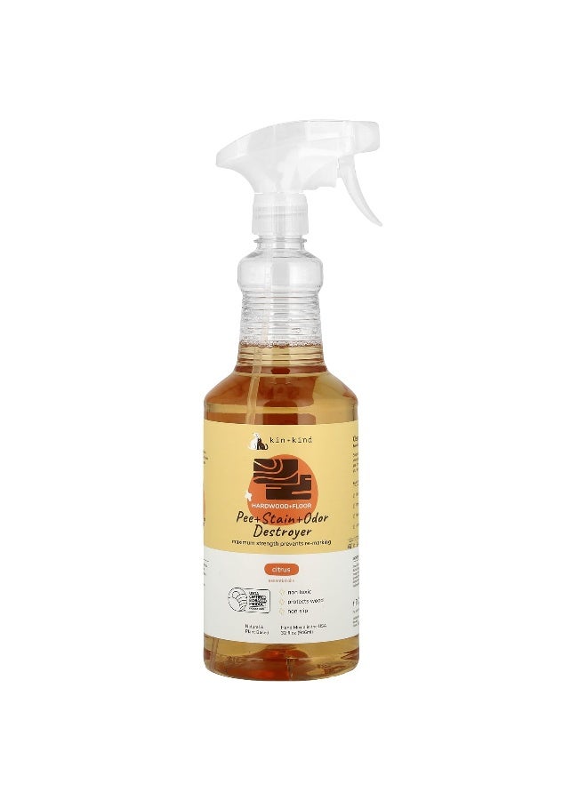 Kin+Kind Kin+Kind, Pee + Stain + Odor Destroyer, Hardwood + Floor, Citrus, 32 fl oz (946 ml)  - Image 1