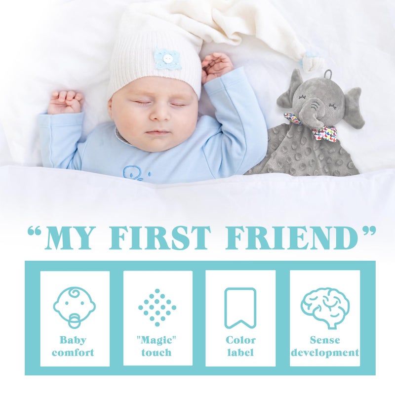 Numyawl Elephant Baby Lovey for Unisex Newborn Baby Security Blanket for Boys and Girls,Soft Lovie Baby Gifts Multi-Purpose Stuff Snuggle Toy,Elephant Stuffed Animal Grey - Image 3