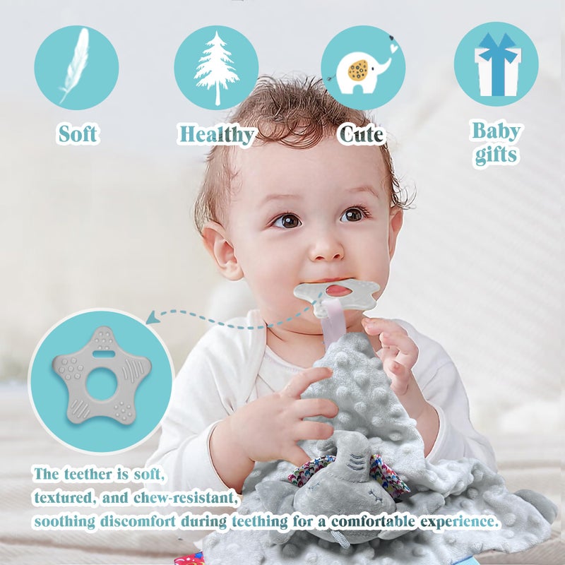Numyawl Elephant Baby Lovey for Unisex Newborn Baby Security Blanket for Boys and Girls,Soft Lovie Baby Gifts Multi-Purpose Stuff Snuggle Toy,Elephant Stuffed Animal Grey - Image 5