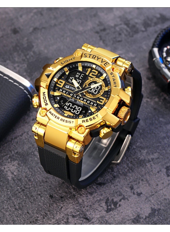 STRYVE New Sport Gold Case Luminous Digital Multifunctional Student Watch - Image 3