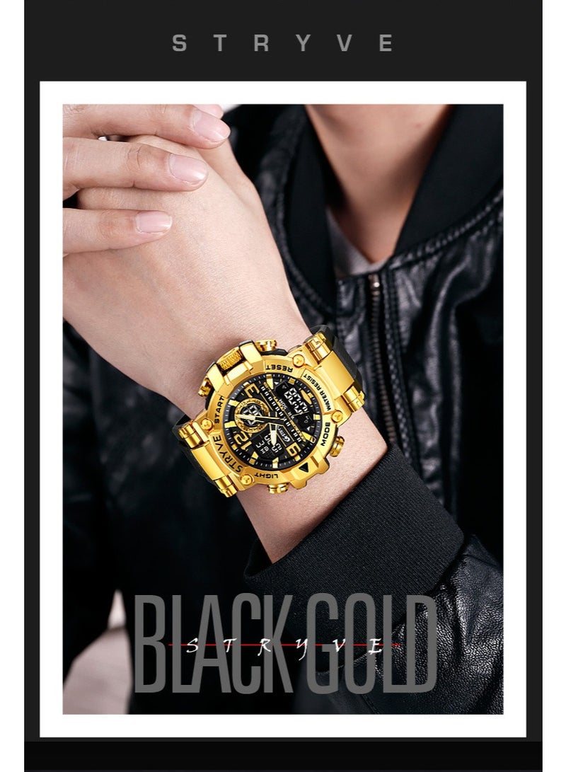 STRYVE New Sport Gold Case Luminous Digital Multifunctional Student Watch - Image 2