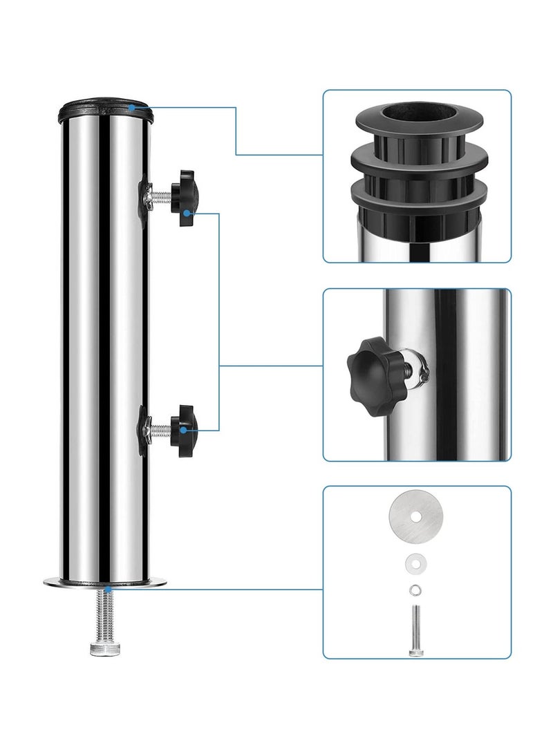 Umbrella Stand Mount Tube Set, Outdoor Stainless Steel Parasol Base Holder PVC Insert Pipe Sleeve, Adjustable Patio Table Parts Replacement for Garden Backyard Balcony - Image 4