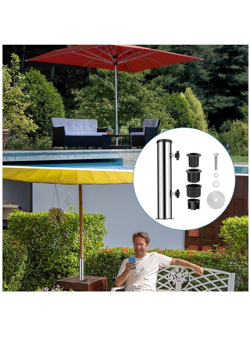 Umbrella Stand Mount Tube Set, Outdoor Stainless Steel Parasol Base Holder PVC Insert Pipe Sleeve, Adjustable Patio Table Parts Replacement for Garden Backyard Balcony - Image 5