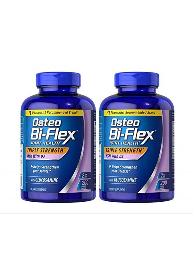Osteo Bi-Flex Osteo Biflex Triple Stregnth MSM Vitamin D3 200 tabs (2 Pack)
