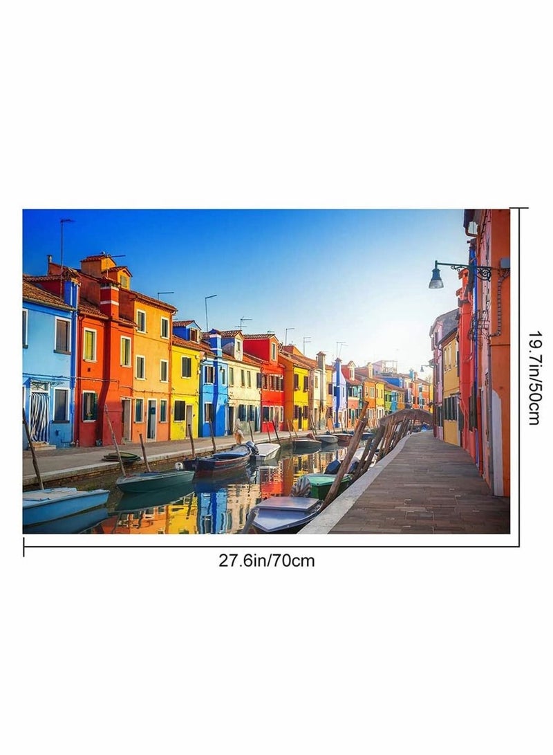 واي آند دي 1000 Pcs Jigsaw Puzzle, Colorful Houses in Venice Floor Puzzle for Kids Adult - Image 5