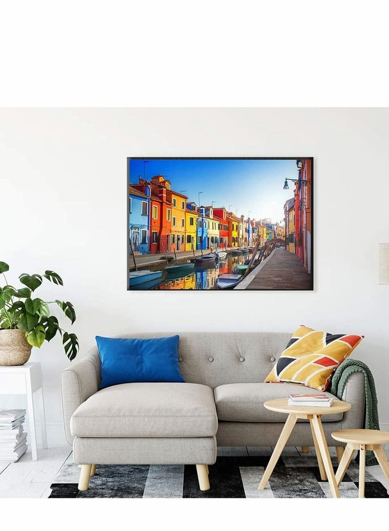 واي آند دي 1000 Pcs Jigsaw Puzzle, Colorful Houses in Venice Floor Puzzle for Kids Adult - Image 2