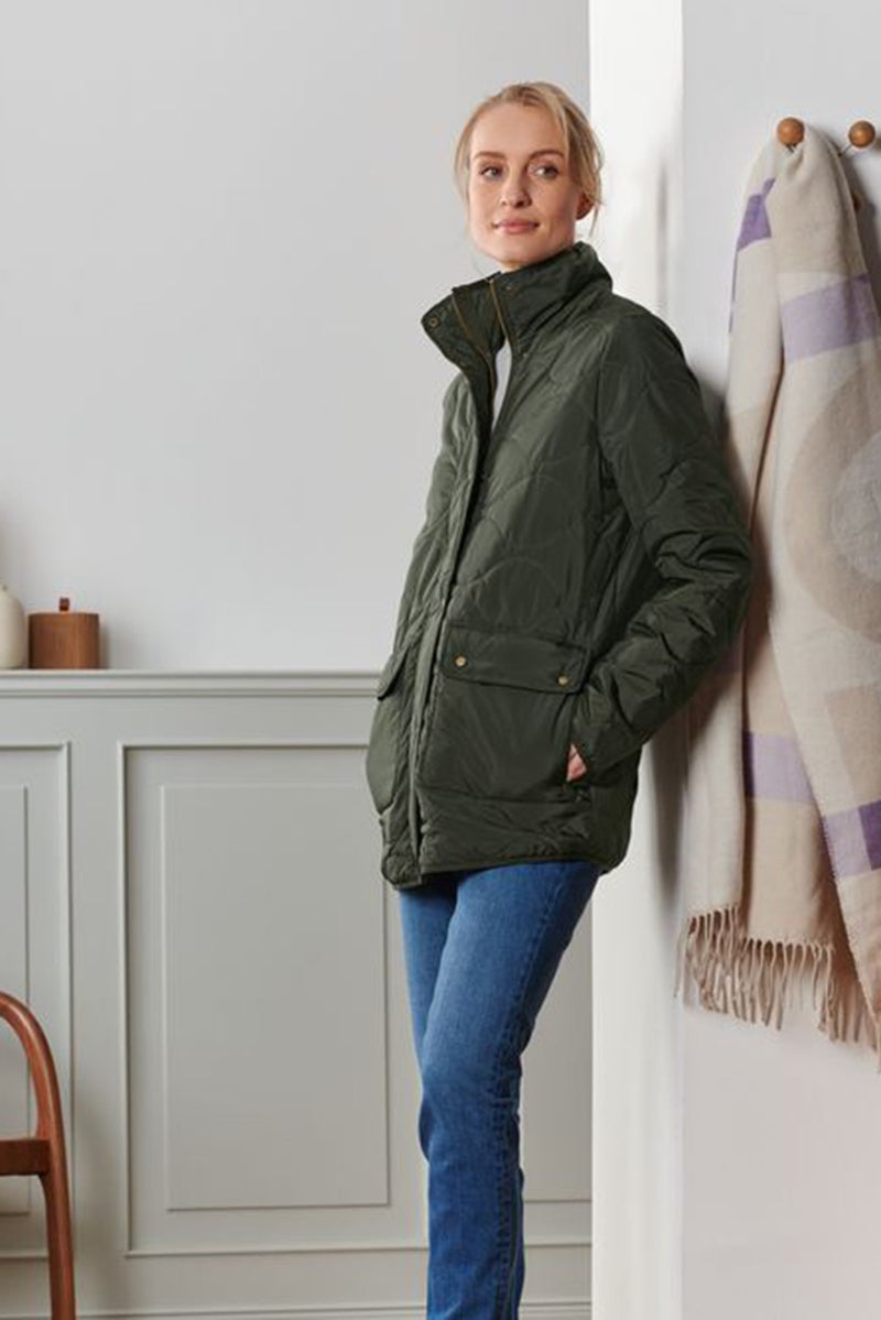 Tchibo Women Quilted Coat Jacket, Olive - Image 1