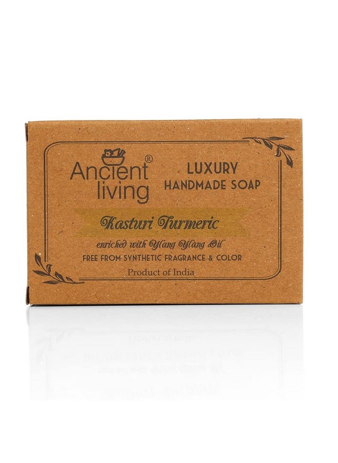 Ancient Living Kasthuri Tumeric Luxury Handmade Soap -100 Gm (Set Of 2) Organic Hydrating Bath Soap Radiant & Clear Skin Suitable For Dry And Combination Skin  - Image 1
