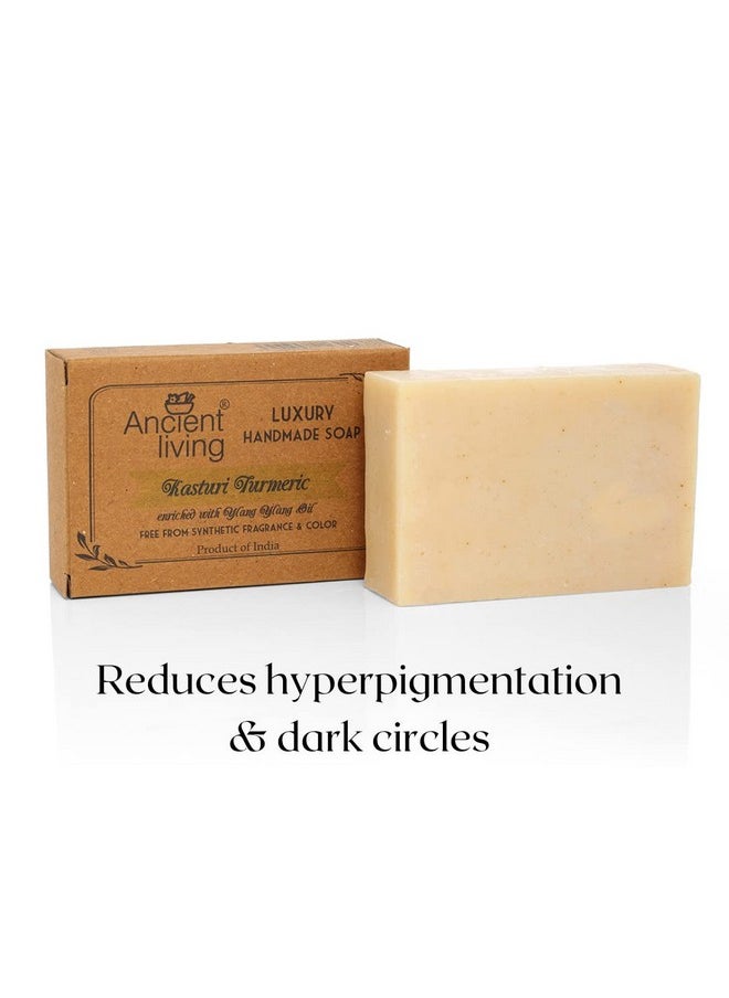 Ancient Living Kasthuri Tumeric Luxury Handmade Soap -100 Gm (Set Of 2) Organic Hydrating Bath Soap Radiant & Clear Skin Suitable For Dry And Combination Skin  - Image 5