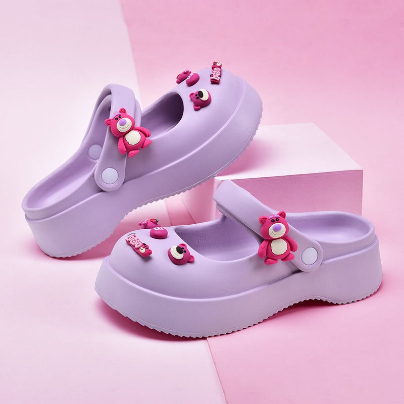 Diy Girl Height-Increasing Clogs Mary Jane Perforated Shoes Korean Version Student Summer Versatile Cartoon - Image 2