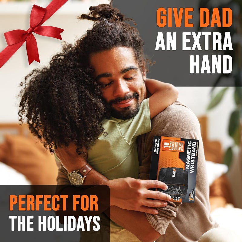 RAK Magnetic Wristband Gifts for Men - Premium Tool Belt for Holding Screws Nails with Powerful Magnets, Cool Gadgets Stocking Stuffers for Men, Holiday for Dad, Husband, Grandpa, Him - Image 3