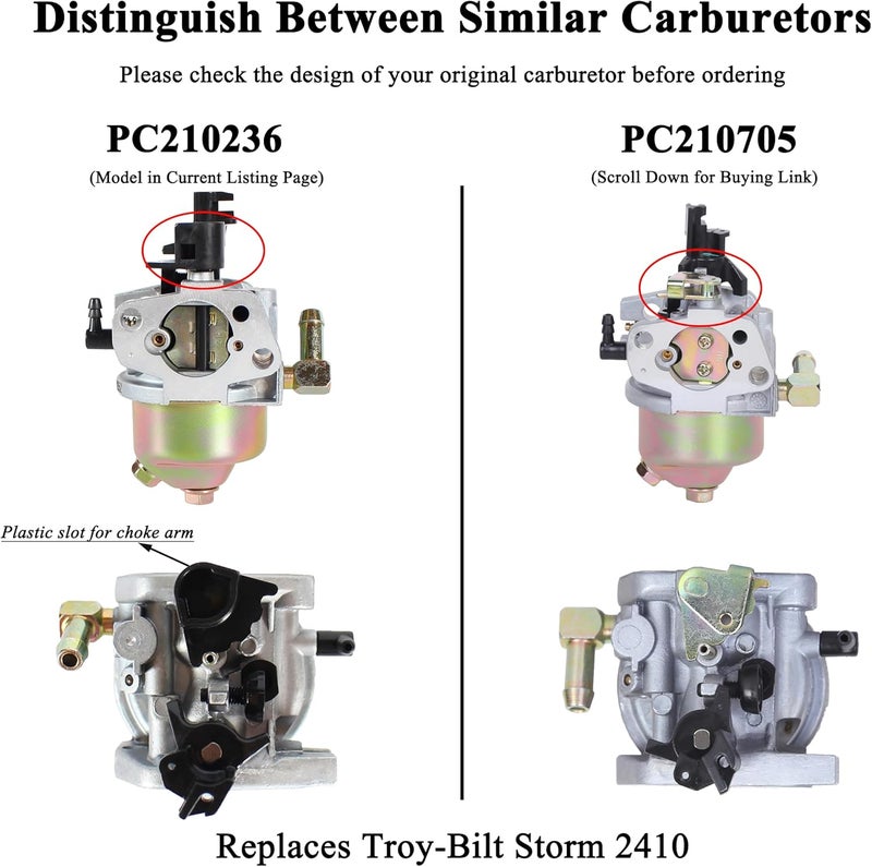 Pro Chaser 951-15236 Carburetor for Craftsman 31AS6BEE793 SB410 247.881732 247.881733 SB400 247.881980 SB450 Troy-Bilt Storm 2410 31AS6BN2723 2660 31AM6BO3711 26" Snow Thrower - Image 2