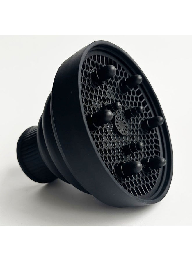 Universal Collapsible Hair Dryer Diffuser – Portable Travel Blow Dryer Attachment for Curly, Wavy & Natural Hair, Fits Most Hair Dryers, Black - Image 2