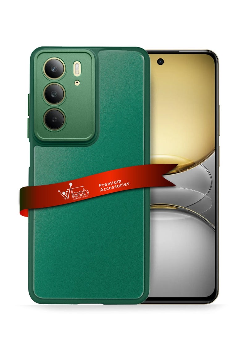 Wtech Realme C75 4G 2024 Hybrid Silicone with Translucent Back Protective Lens Shield Case Cover - Dark Green - Image 1