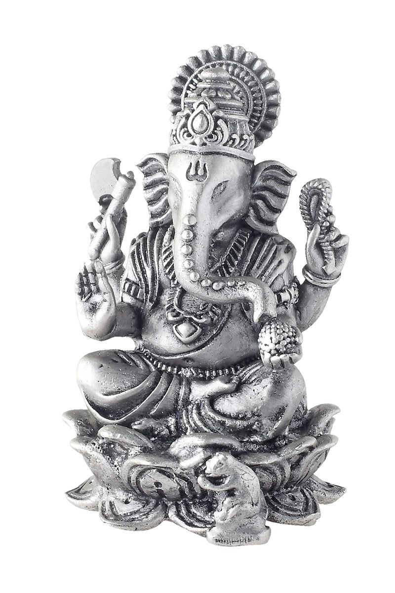 PRD CARATCAFE Silver Ganesha Murti for Car,Home & Office Pure 925 Solid Chandi Metal Idol of Ganesh Ji with Om Symbol Antique Look Gift Item for All Occasions & Festivals - Image 3