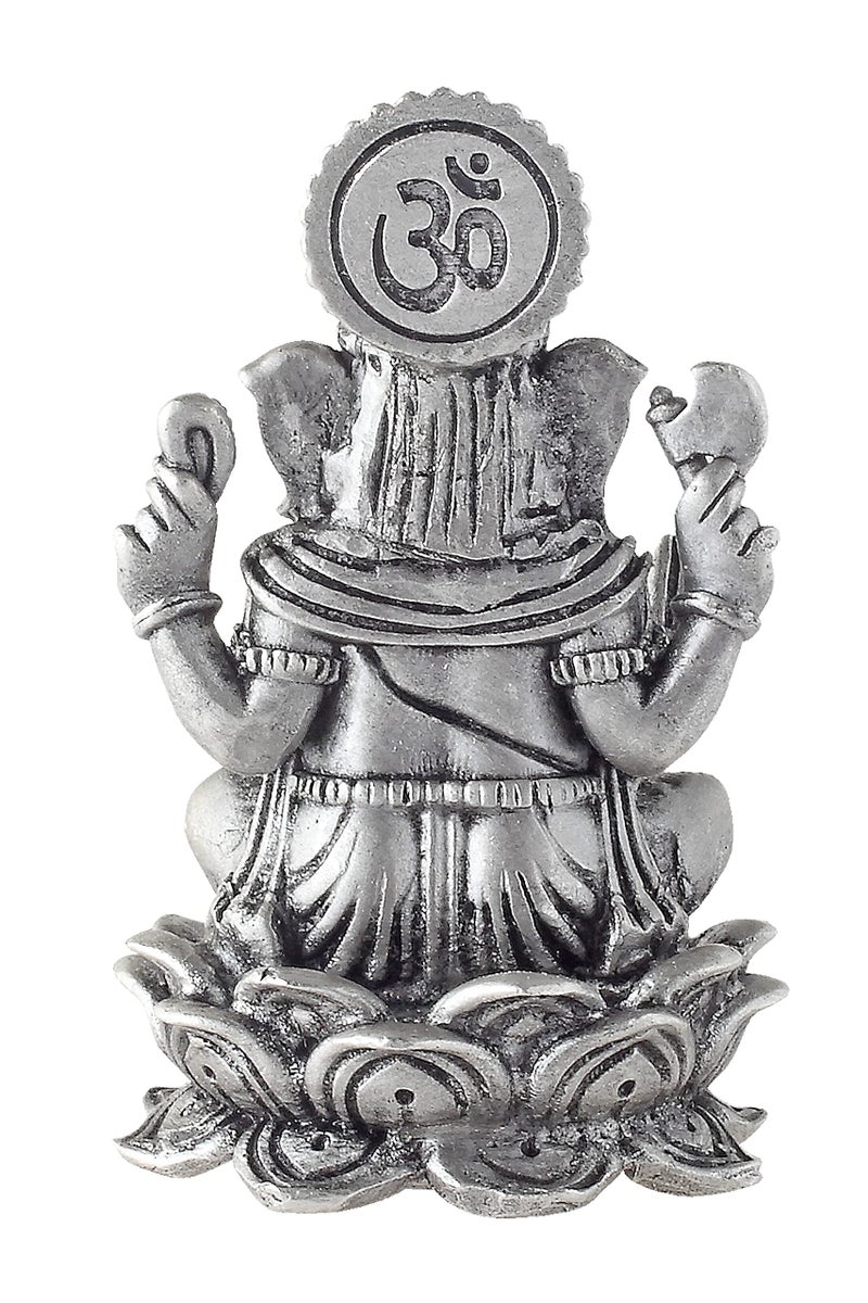 PRD CARATCAFE Silver Ganesha Murti for Car,Home & Office Pure 925 Solid Chandi Metal Idol of Ganesh Ji with Om Symbol Antique Look Gift Item for All Occasions & Festivals - Image 4