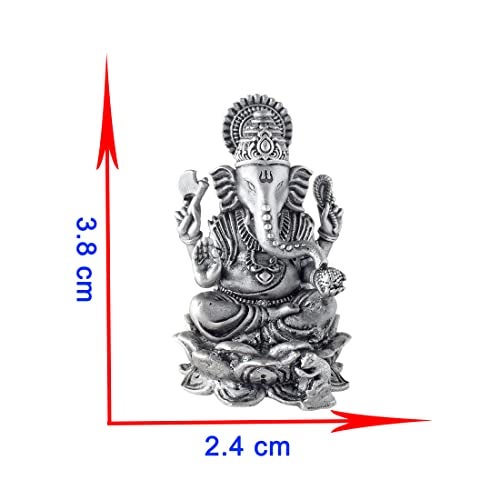 PRD CARATCAFE Silver Ganesha Murti for Car,Home & Office Pure 925 Solid Chandi Metal Idol of Ganesh Ji with Om Symbol Antique Look Gift Item for All Occasions & Festivals - Image 5