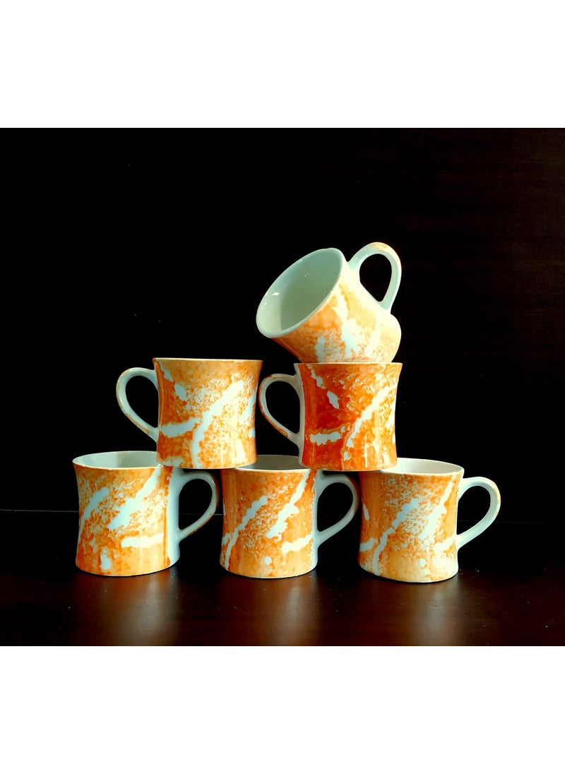 MOODY PANDA MOODY PANDA Charming Cup Set of 6 Cups Set 150ml Tea Cups Ceramic Cups Set of 6 Cups Designer Cups Orange Cups  - Image 1