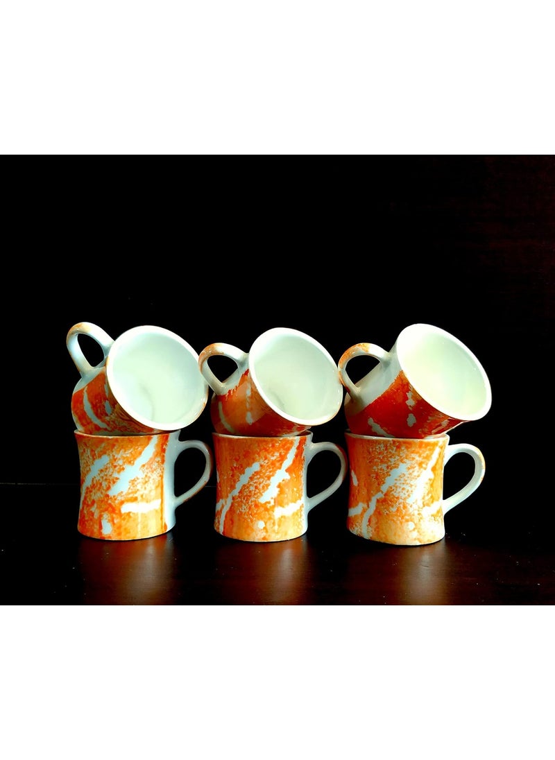 MOODY PANDA MOODY PANDA Charming Cup Set of 6 Cups Set 150ml Tea Cups Ceramic Cups Set of 6 Cups Designer Cups Orange Cups  - Image 2