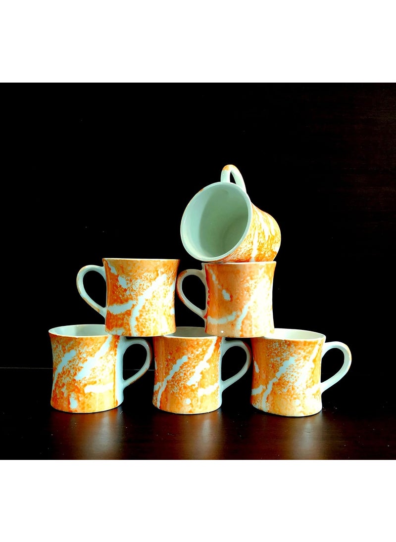 MOODY PANDA MOODY PANDA Charming Cup Set of 6 Cups Set 150ml Tea Cups Ceramic Cups Set of 6 Cups Designer Cups Orange Cups  - Image 5
