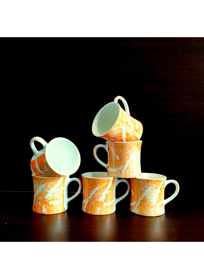 MOODY PANDA MOODY PANDA Charming Cup Set of 6 Cups Set 150ml Tea Cups Ceramic Cups Set of 6 Cups Designer Cups Orange Cups  - Image 4