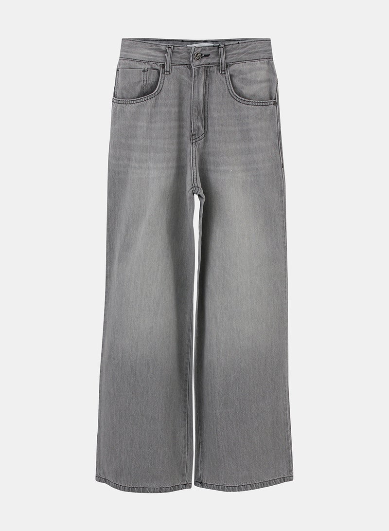 TGS Light Grey Mid Rise Wide Leg Women Jeans - Image 3