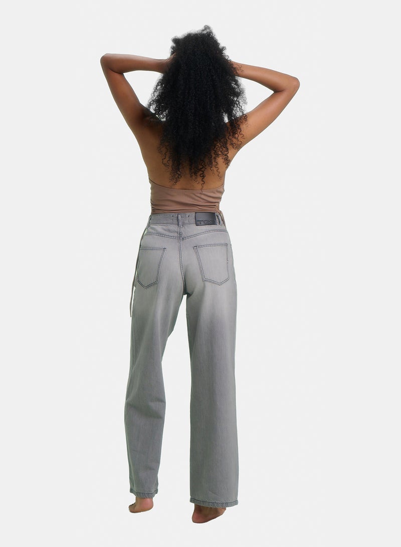 TGS Light Grey Mid Rise Wide Leg Women Jeans - Image 2