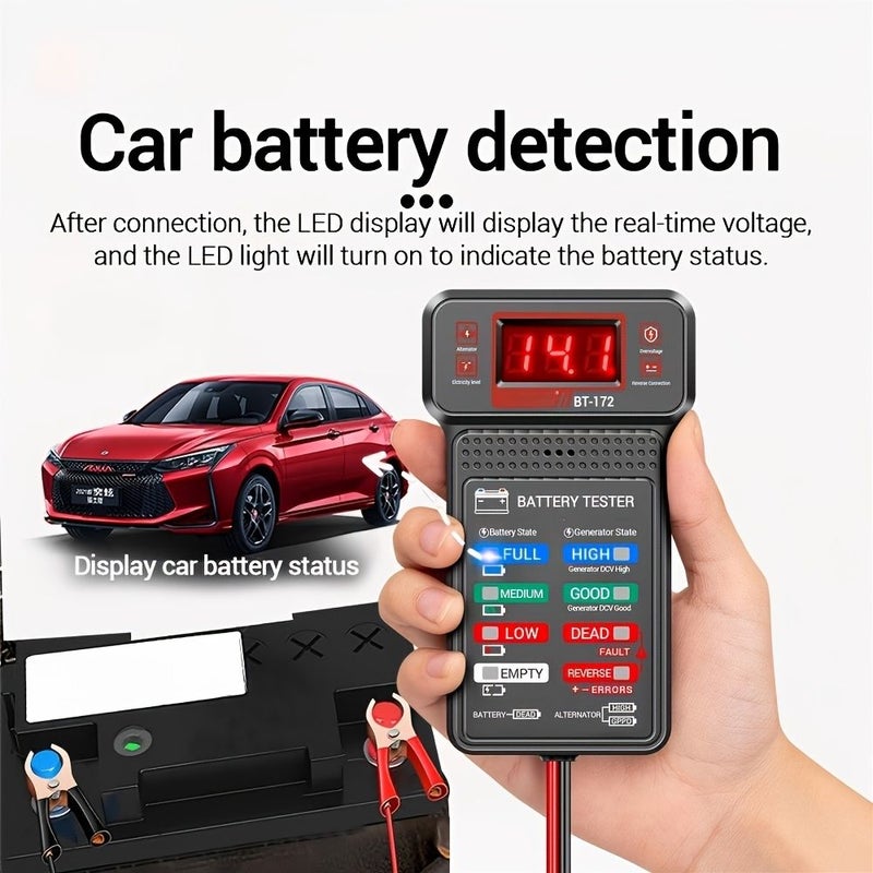 Grey Car Battery Tester Universal One Click Diagnosis Home And Shop Use Life Capacity Quick Fault Check - Image 4