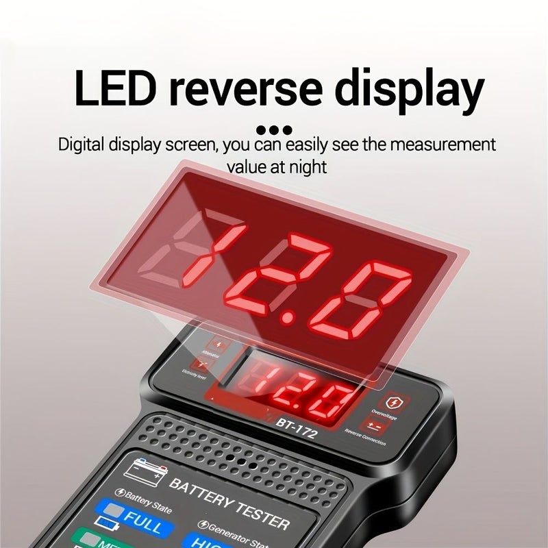 Grey Car Battery Tester Universal One Click Diagnosis Home And Shop Use Life Capacity Quick Fault Check - Image 5