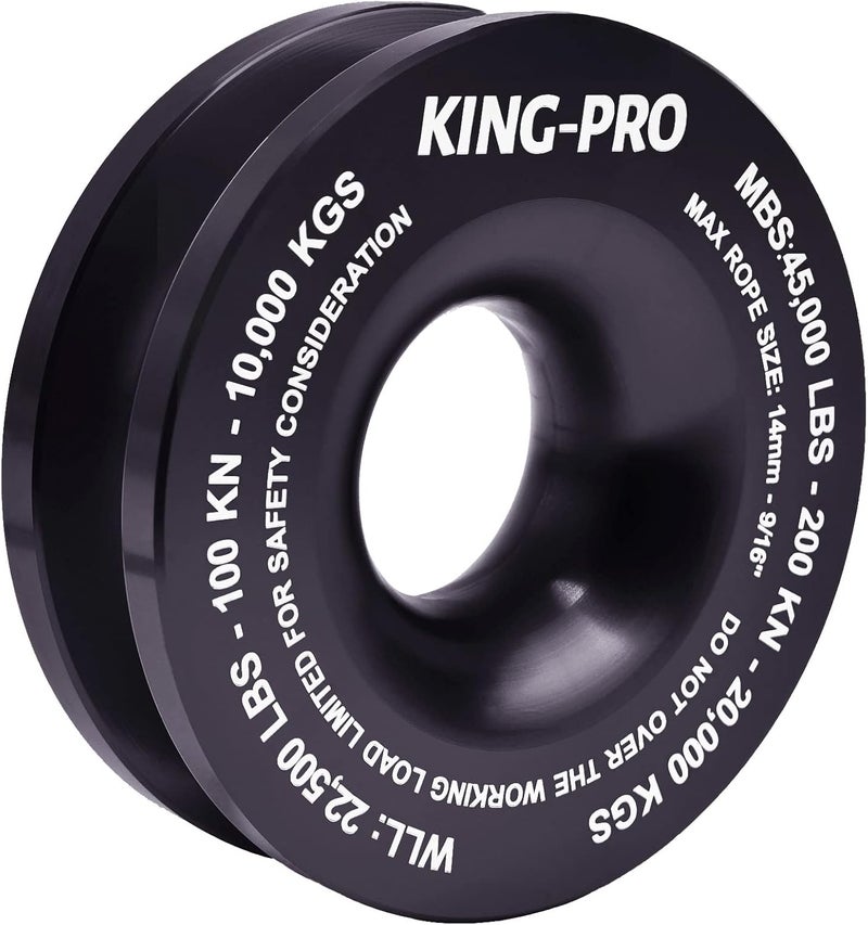 كينج › حلقة استرداد KING-PRO، حلقة سحب بكرة كتلة ونش 45000 رطل، لمركبات ATV وUTV وSUV والشاحنات والمركبات على الطرق الوعرة، استرداد قيد ناعم للسحب (أسود) - Image 1