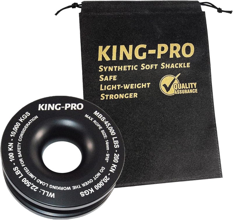 كينج › حلقة استرداد KING-PRO، حلقة سحب بكرة كتلة ونش 45000 رطل، لمركبات ATV وUTV وSUV والشاحنات والمركبات على الطرق الوعرة، استرداد قيد ناعم للسحب (أسود) - Image 3