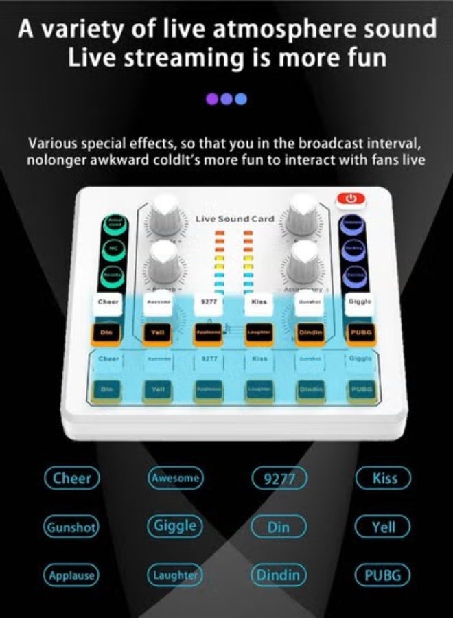 VOGMAX M8 Sound Card Set DSP Chip Twelve Ambient Sounds Four Kinds Of Sound Changes Live Broadcast DJ Mixer Music Recording Guitars TikTok Facebook YouTube USB Bluetooth - Image 2
