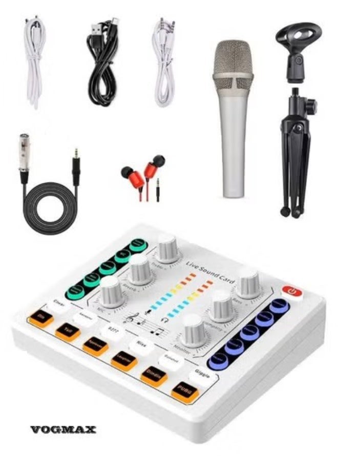 VOGMAX M8 Sound Card Set DSP Chip Twelve Ambient Sounds Four Kinds Of Sound Changes Live Broadcast DJ Mixer Music Recording Guitars TikTok Facebook YouTube USB Bluetooth - Image 1