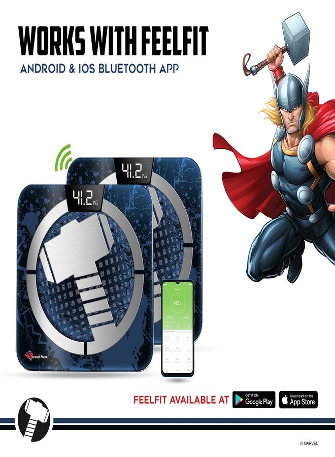 باورماكس فيتنيس ميزان باور ماكس إكس مارفل BCA-140 ثور الرقمي للحمام لقياس مؤشر كتلة الجسم (BMI) للياقة البدنية، بسعة وزن قصوى تصل إلى 180 كجم، شاشة LED، زجاج مقوى، تطبيق جوال، وجهاز تحليل نسبة الدهون في الجسم. - Image 5