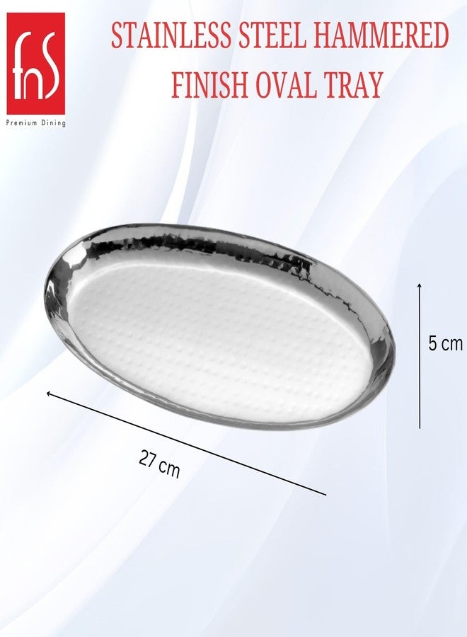 FNS Stainless Steel Oval Hammered Finish Deep Platter Ideal Tray for Serving - Image 4