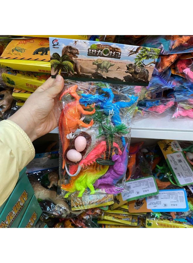 New Dinosaur Toy Soft Rubber Tyrannosaurus Rex Simulation Dinosaur Bag Children's Family Model Birthday Gift Set