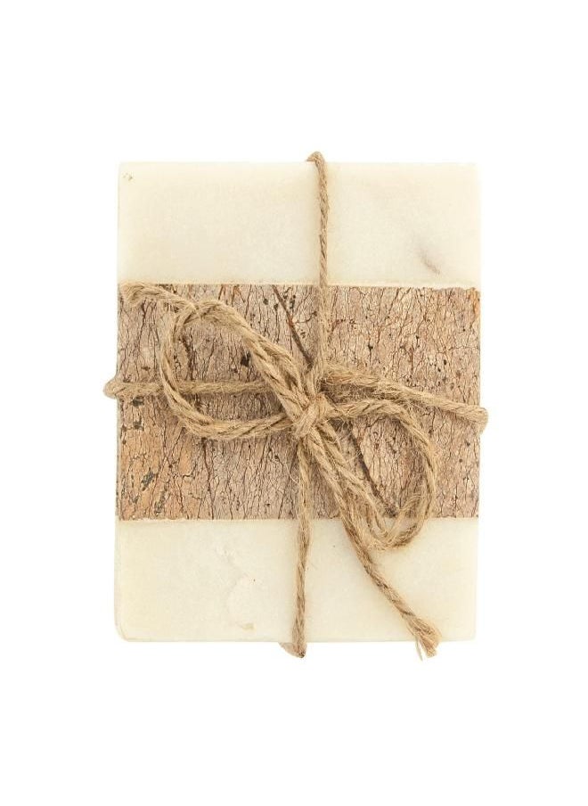 Creative Co-op Creative Co-Op Square Marble Coasters with Jute String (Set of 4 Pieces) Glasses and Bar Tools, Brown, 4 Count  - Image 3