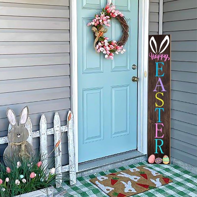 JYKCUL Easter Vertical Porch Sign for Welcome Front Door Rustic Tall Welcome sign for Front Porch Standing Farmhouse Door Porch Decoration 47.2"H - Image 5