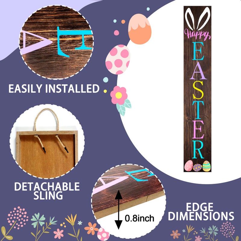 JYKCUL Easter Vertical Porch Sign for Welcome Front Door Rustic Tall Welcome sign for Front Porch Standing Farmhouse Door Porch Decoration 47.2"H - Image 4