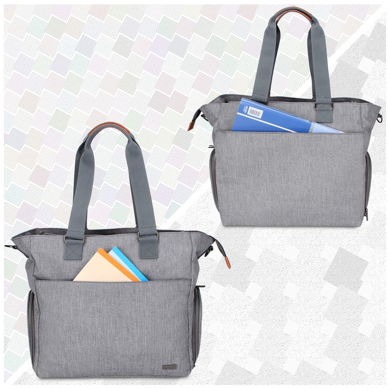 LUXJA Breast Pump Tote with Pockets for Laptop and Cooler Bag, Breast Pump Bag for Working Mothers (Fits Most Major Breast Pump), Gray - Image 4
