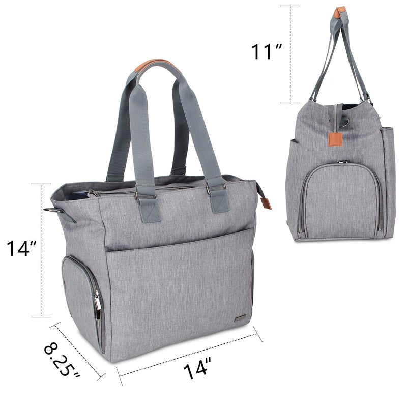 LUXJA Breast Pump Tote with Pockets for Laptop and Cooler Bag, Breast Pump Bag for Working Mothers (Fits Most Major Breast Pump), Gray - Image 5