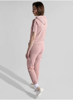 Campus Sutra Women's Solid Pink Regular Fit Co-Ords Set  - Image 5