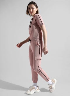 Campus Sutra Women's Solid Pink Regular Fit Co-Ords Set  - Image 3