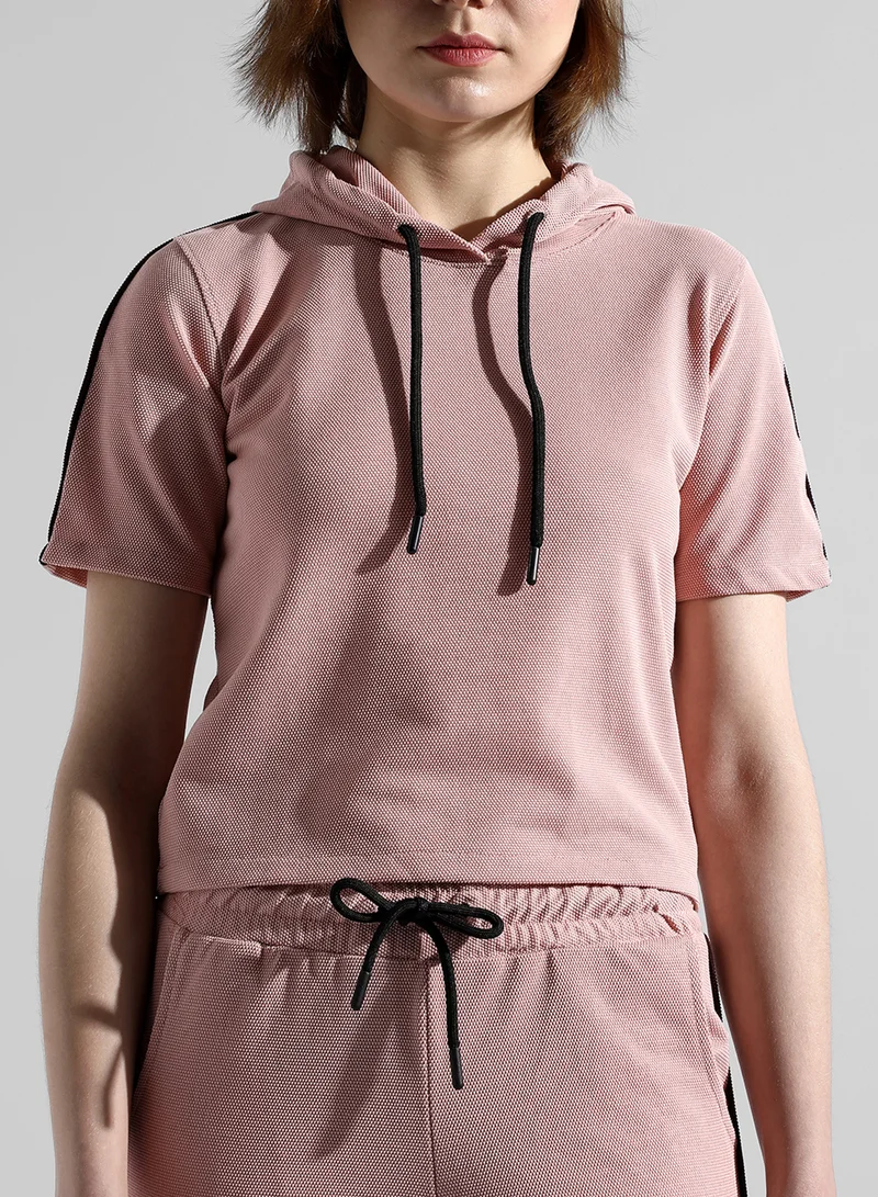 Campus Sutra Women's Solid Pink Regular Fit Co-Ords Set