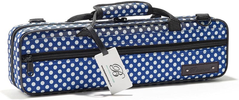 Beaumont Blue Polka Dot Flute Case - Lightweight Canvas C Case With Shoulder Strap for Yamaha, Jupiter, Trevor James Flute - Image 1